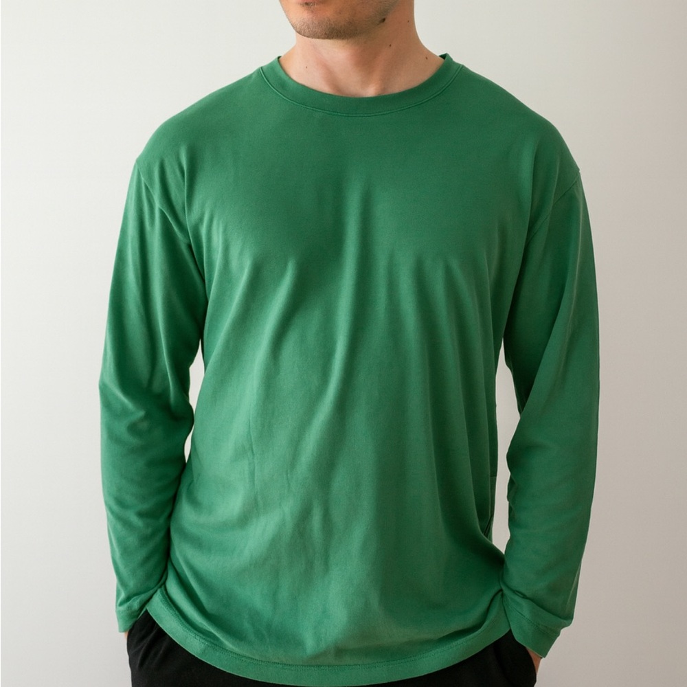 LAKE Men's Long Sleeve Pima Tee Classic Green medium